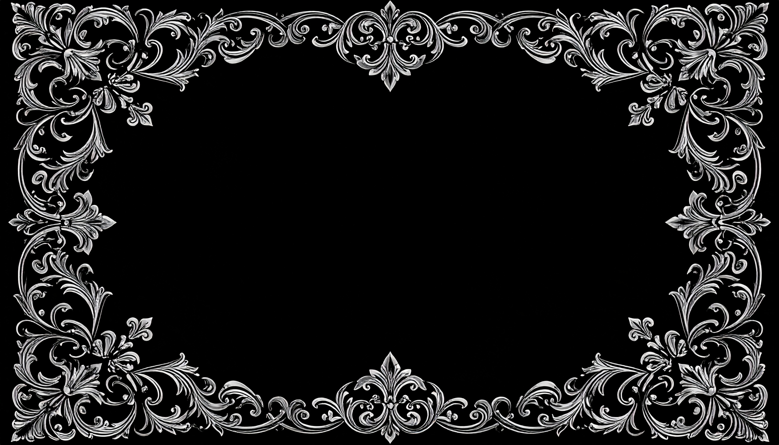 シルバーの高画質な枠の黒背景画像